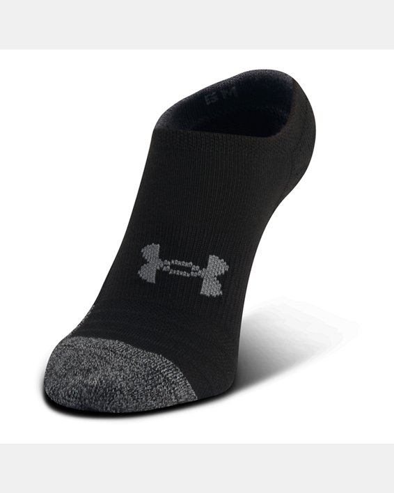 Kids' HeatGear® 3-Pack No Show Socks in Black image number 1